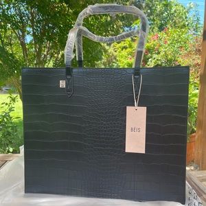 The Beis large work tote in black croc!